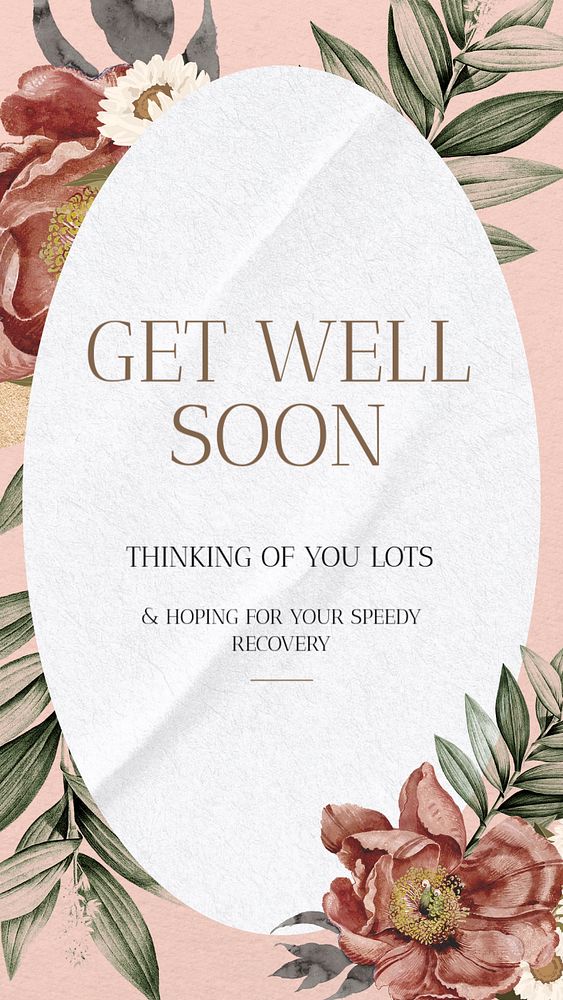 Get well soon Instagram story template, editable text