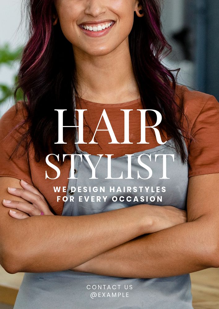 Hair stylist poster template, editable text & design