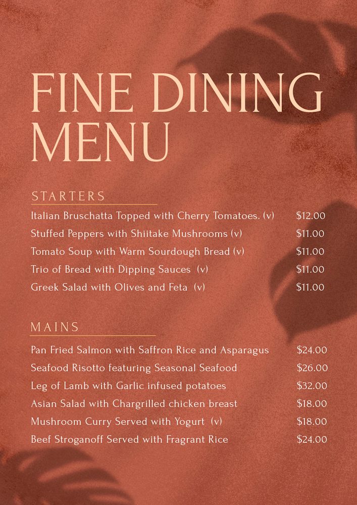 Restaurant menu poster template, editable text & design