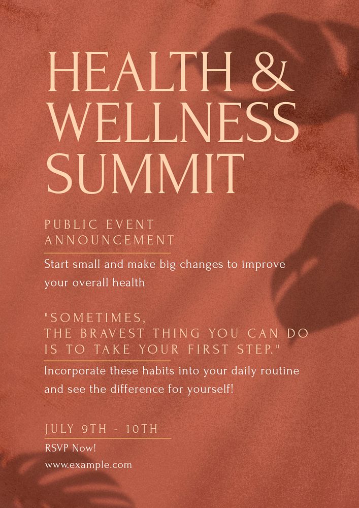 Health and wellness poster template, editable text & design