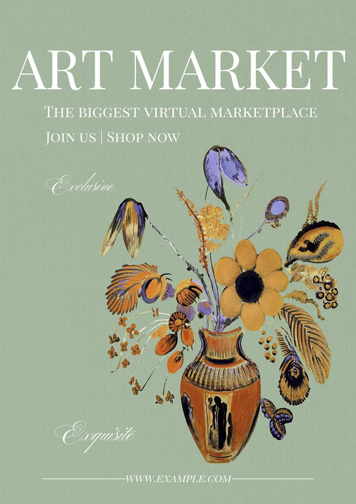 Art market  poster template, editable text & design