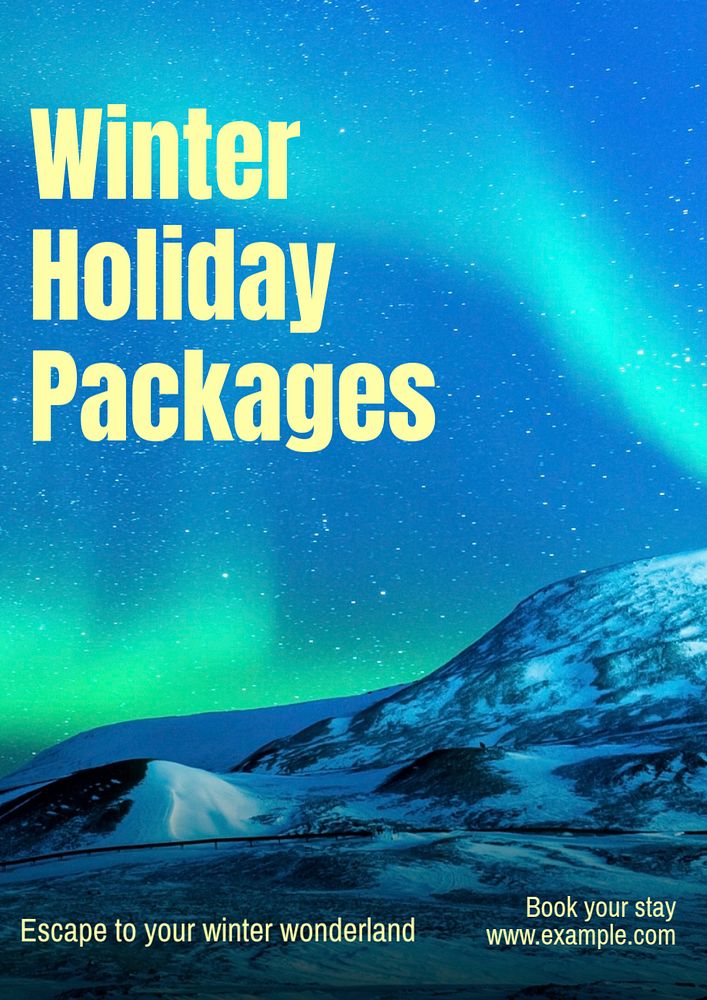 Winter holiday packages poster template, editable text & design