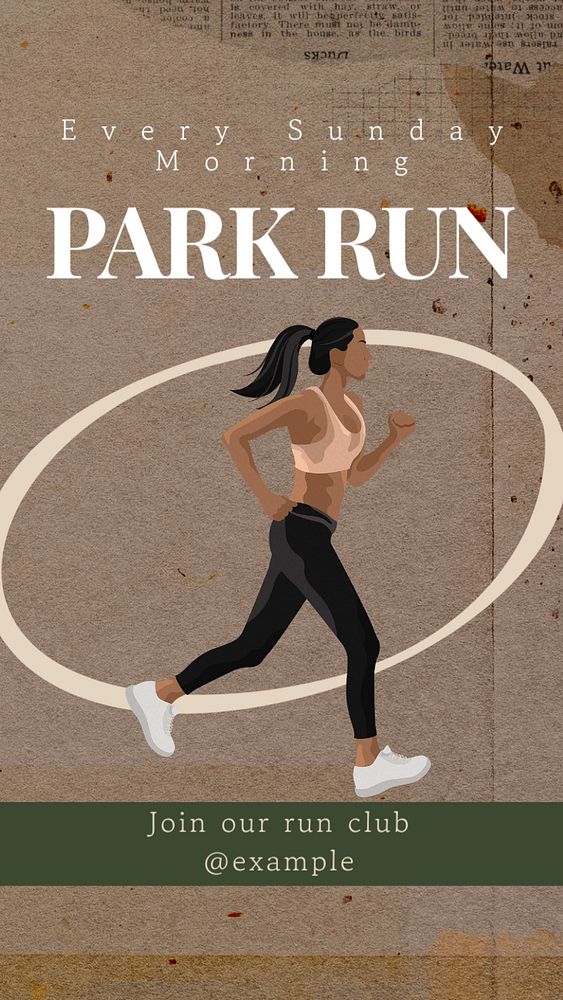 Park run Instagram story template, editable text