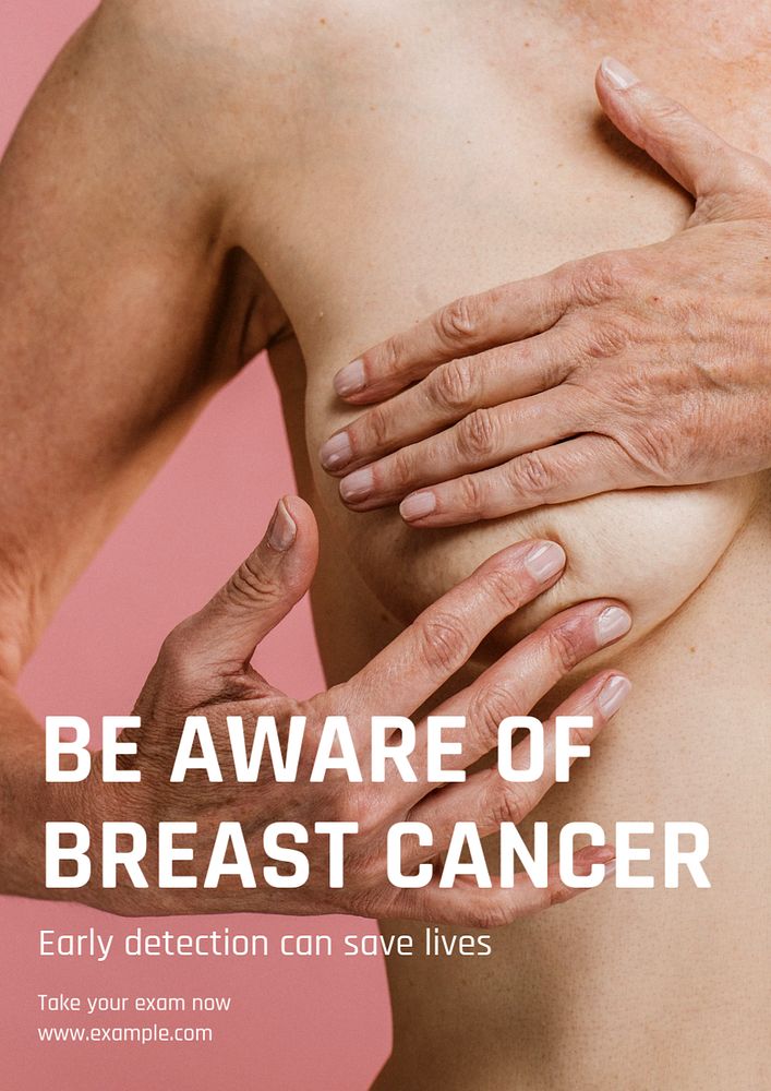 Breast cancer awareness poster template, editable text & design