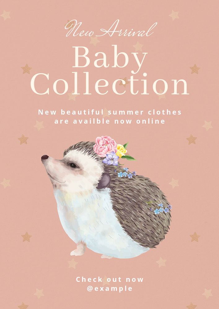 Baby collection poster template, editable text & design