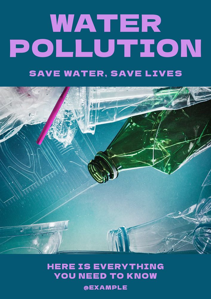 Water pollution poster template, editable text & design