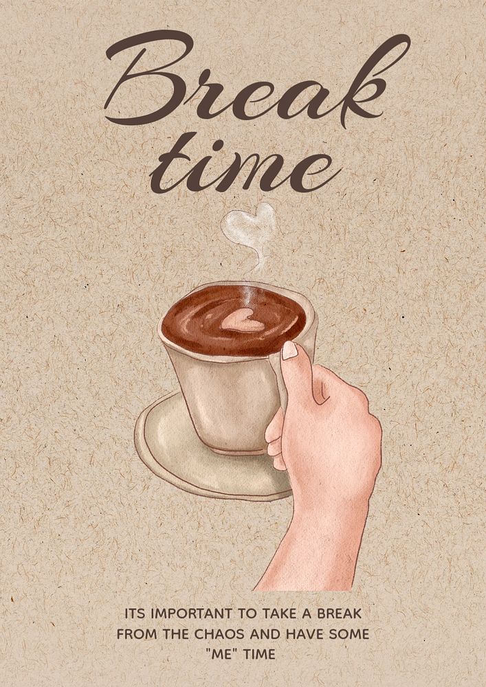 Break time poster template, editable text & design