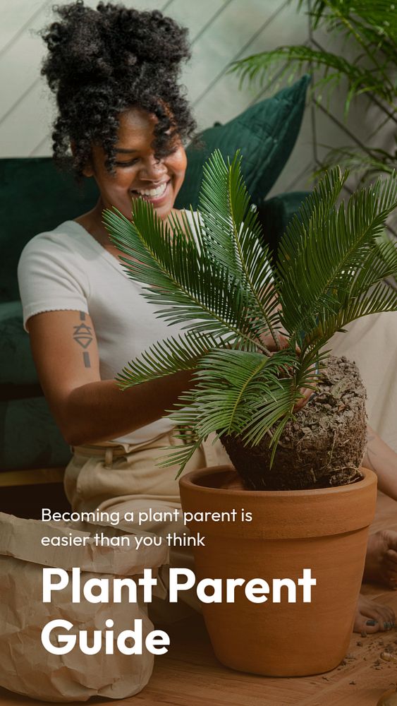 Plant parent guide Instagram story template, editable text