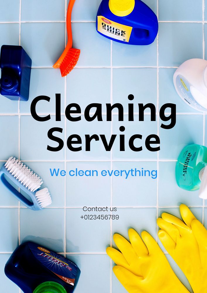 Cleaning service poster template, editable text and design