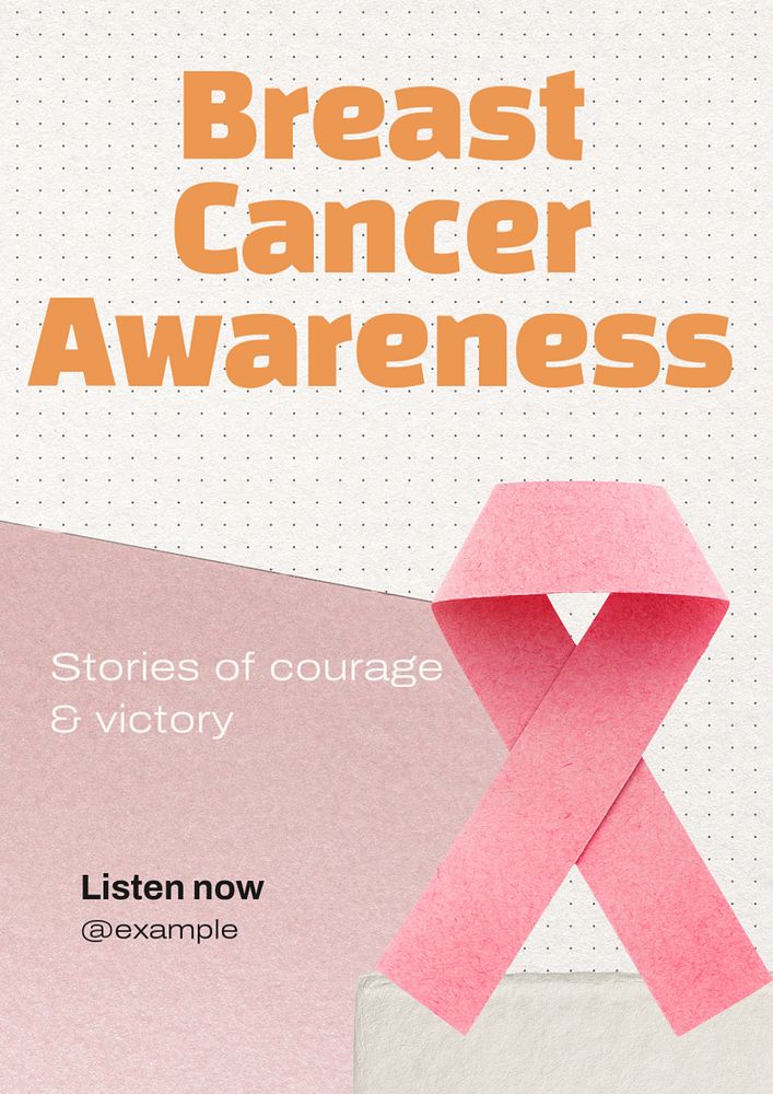 Breast cancer awareness poster template, editable text and design