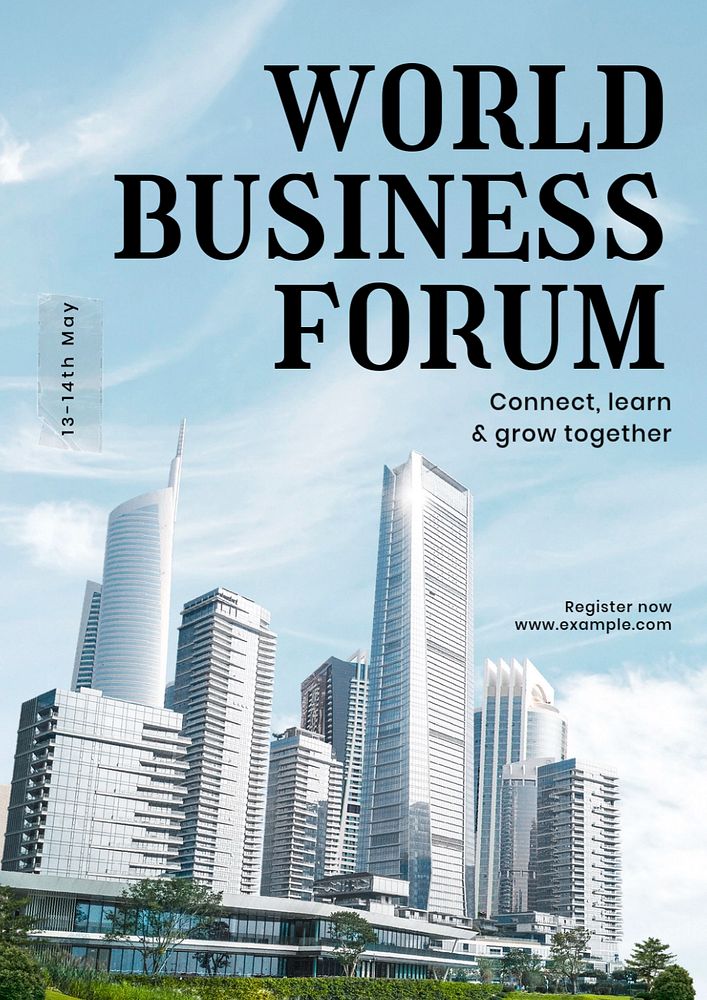 World business forum poster template, editable text & design