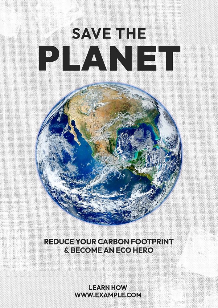 Save the planet  poster template, editable text and design