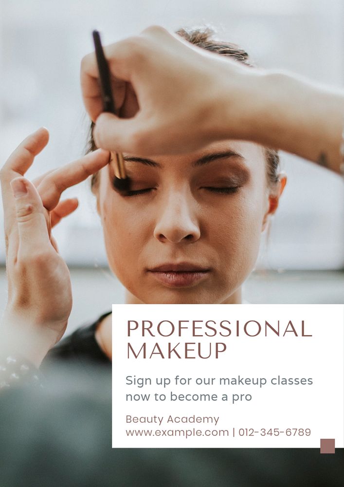 Professional makeup course  poster template, editable text and design