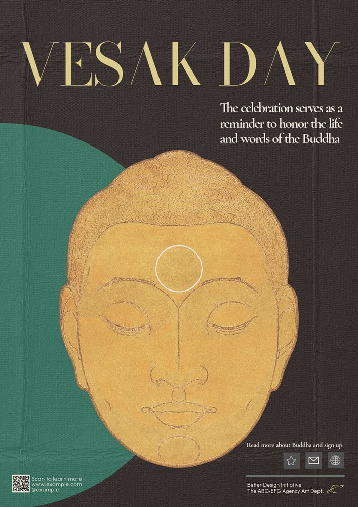 Vesak day poster template, editable text & design