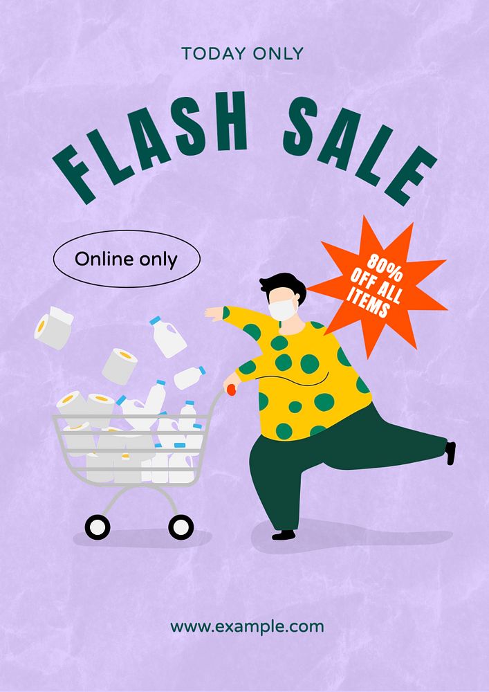 Flash sale poster template, editable text and design