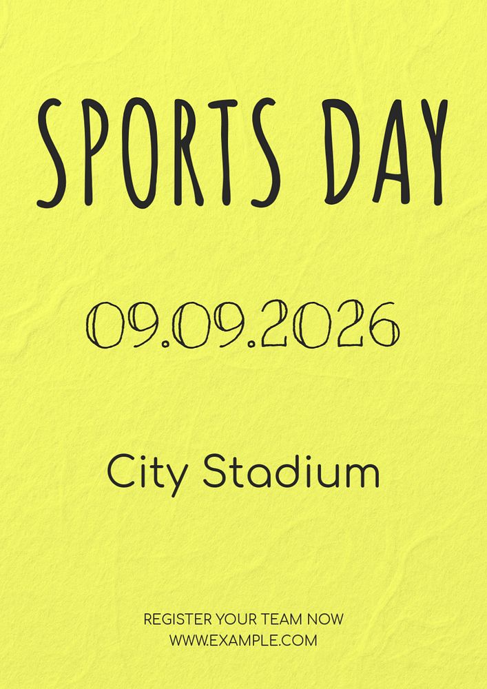 Sports day poster template, editable text and design