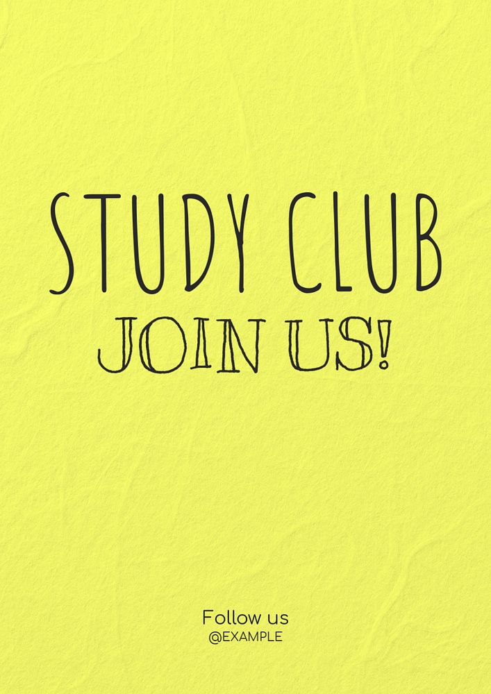 Study club poster template, editable text and design