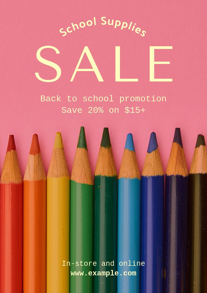 School supplies sale flyer template, editable design