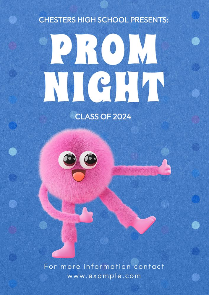 Prom night poster template, editable text and design