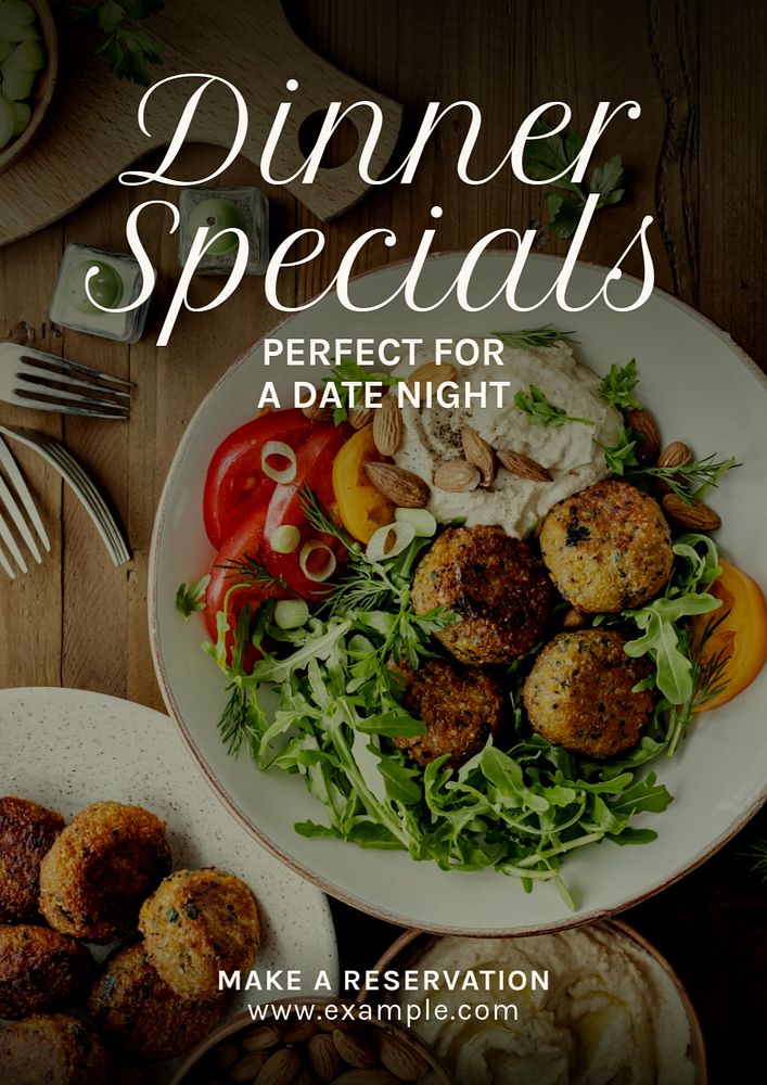 Dinner specials poster template, editable text and design