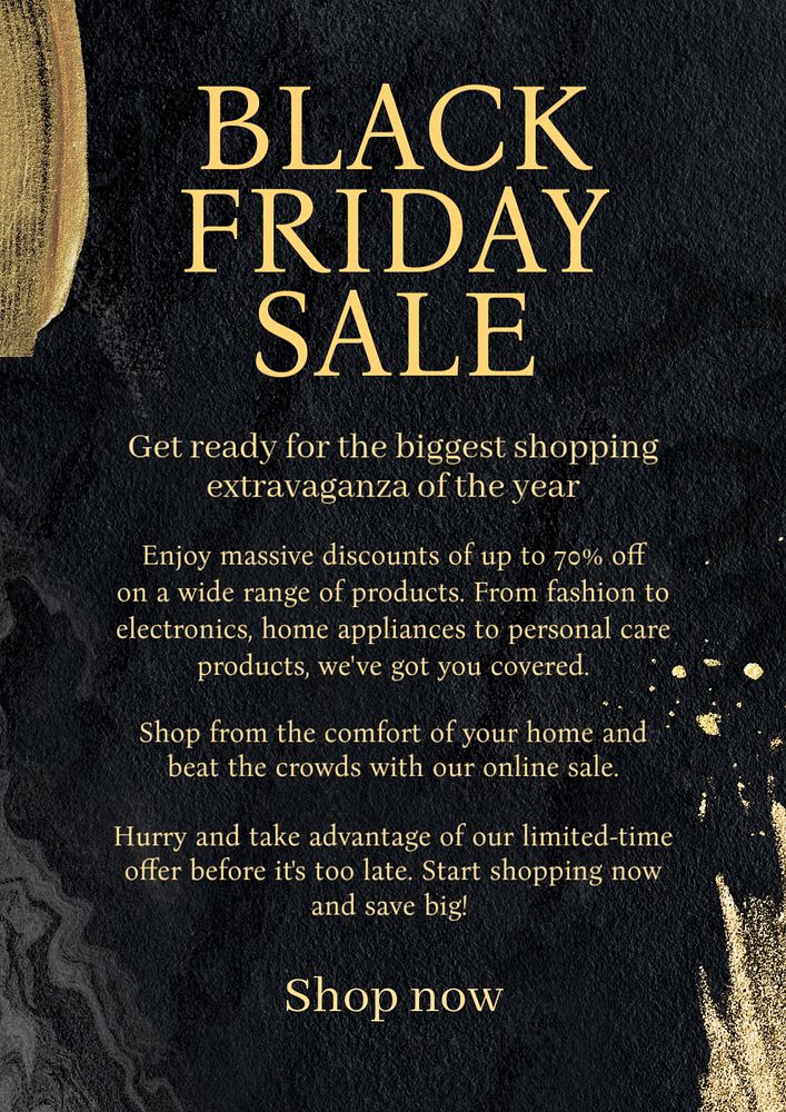 Black friday sale poster template, editable text and design