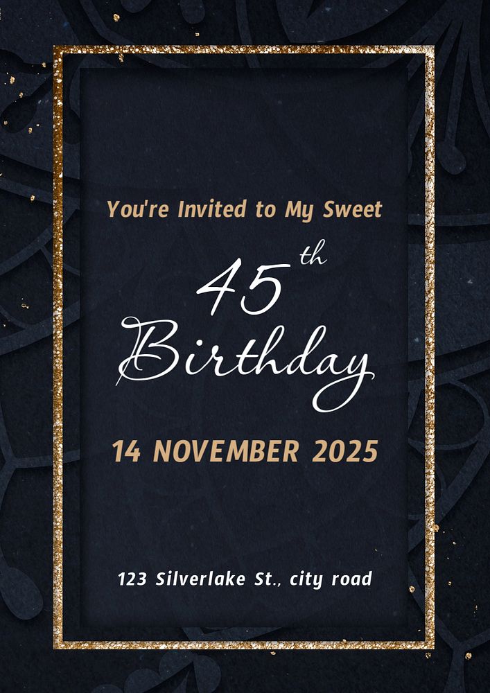 Sweet sixteen invite poster template, editable text and design