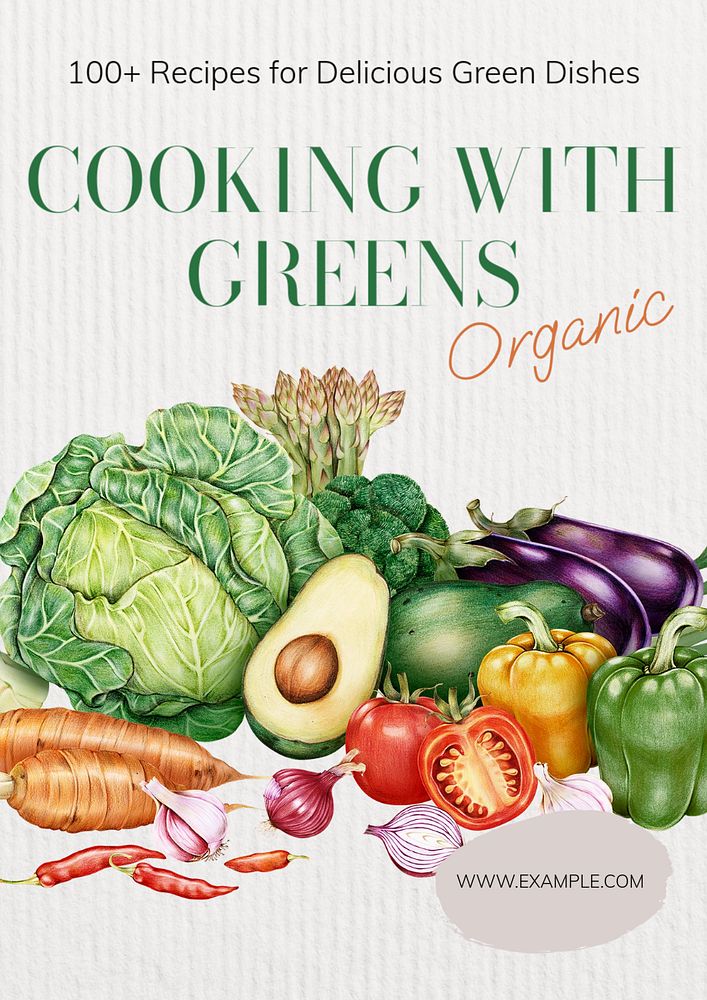 Cooking with greens  poster template, editable text and design