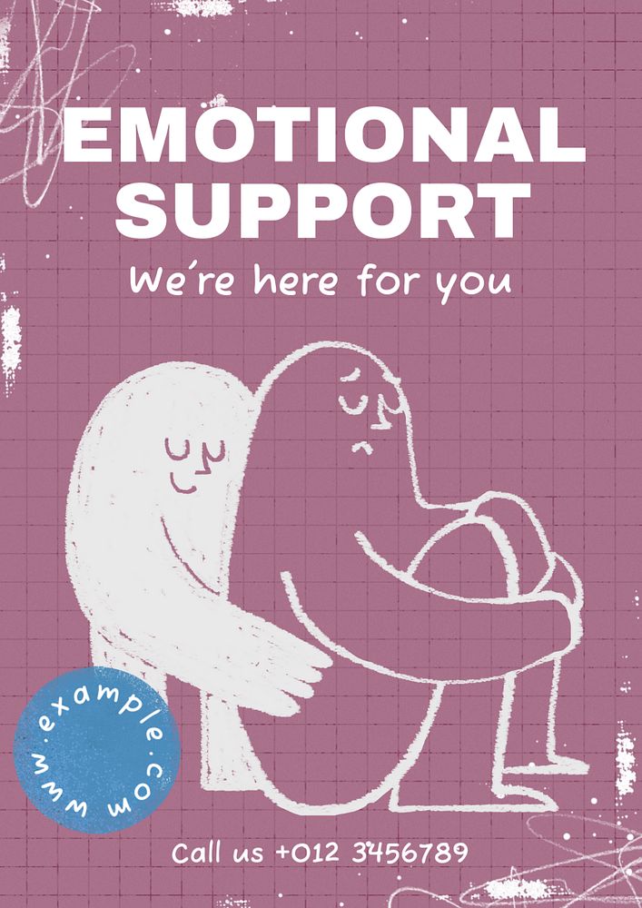 Emotional support  poster template, editable text and design