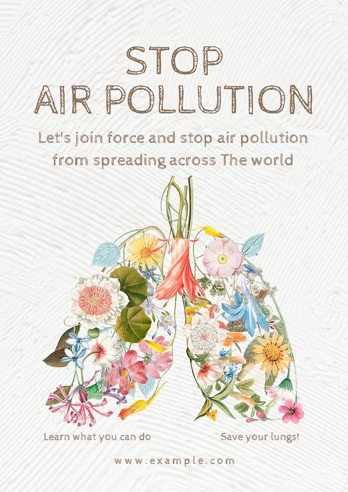 Stop air pollution  poster template, editable text and design