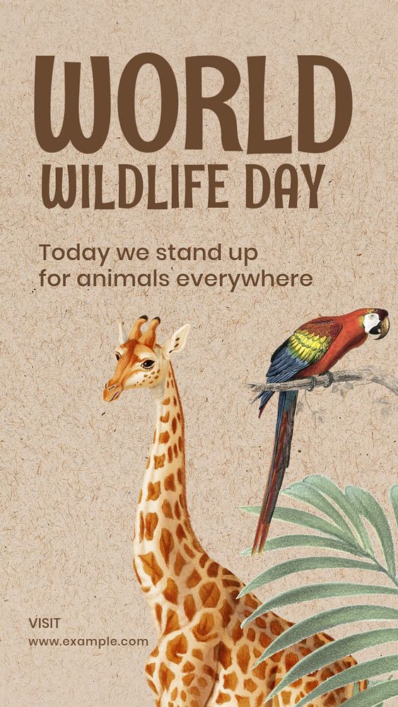 World wildlife day Instagram story template, editable text