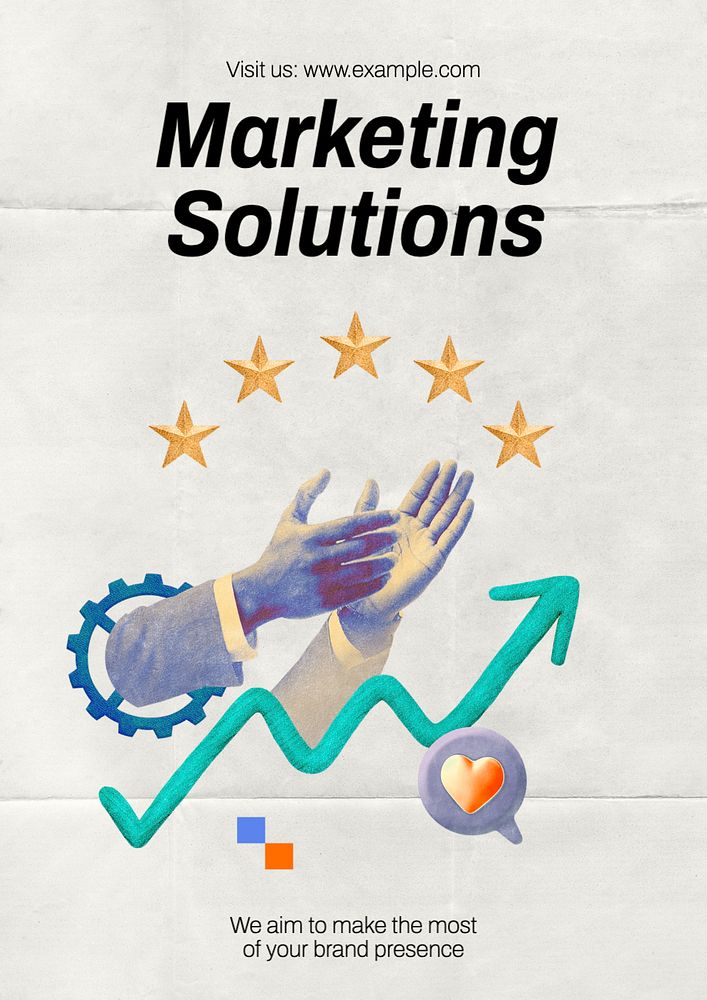 Marketing solutions poster template, editable text and design