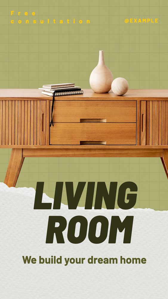 Living room Instagram story template, editable text