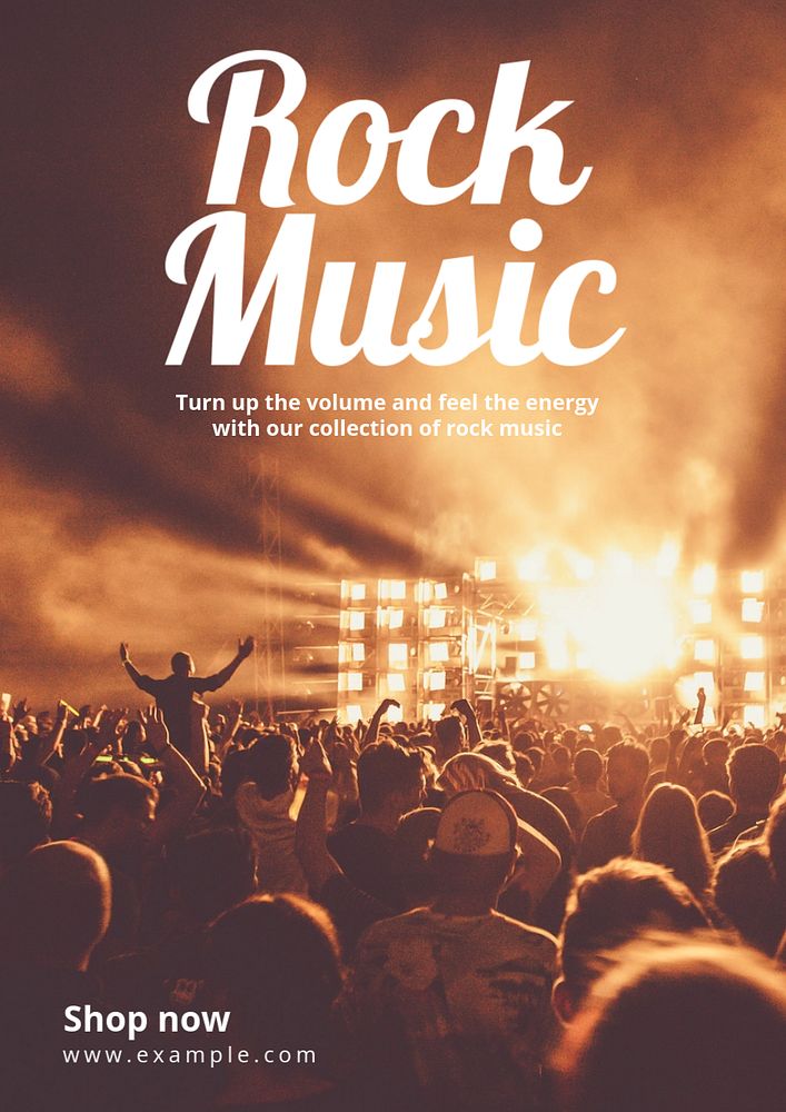 Rock music poster template, editable text and design