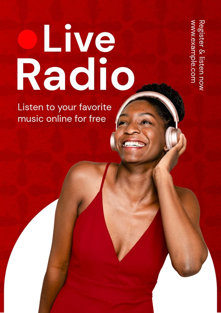 Live radio poster template, editable text and design