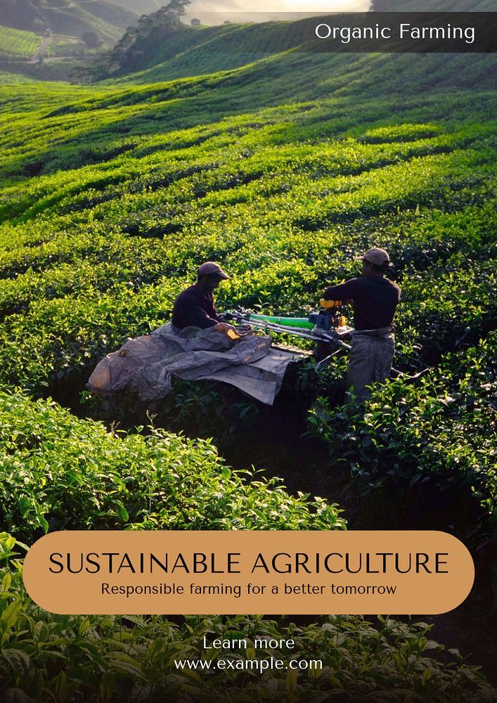 Sustainable agriculture  poster template, editable text and design