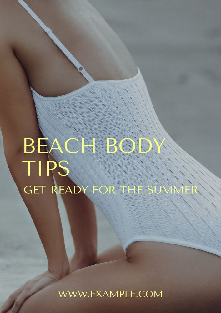 Beach body tips poster template, editable text and design