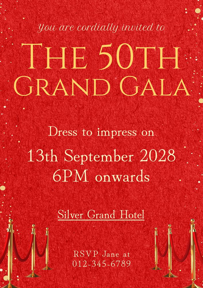 Gala night poster template, editable text and design