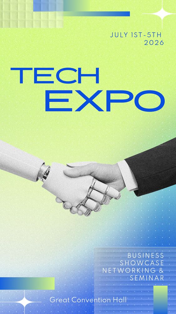 Tech expo  Instagram story template, editable text