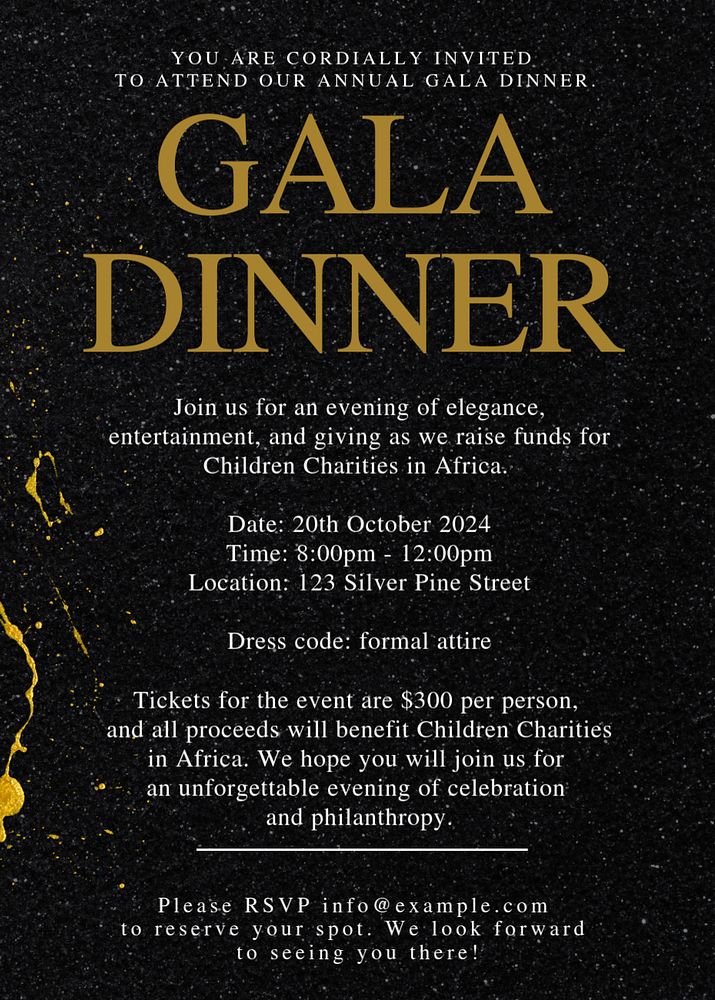 Gala dinner invitation template, editable design