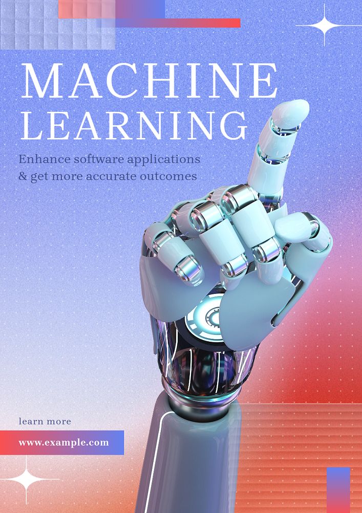 Machine learning  poster template, editable text and design