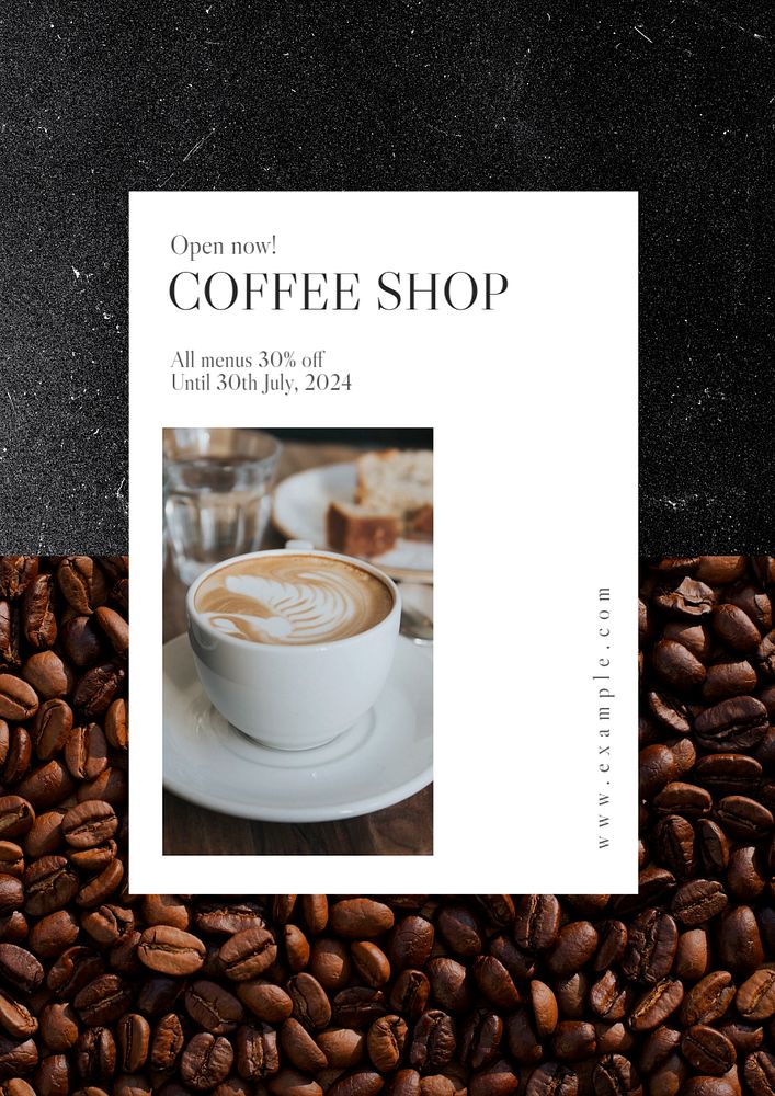 Coffee shop  poster template, editable text and design