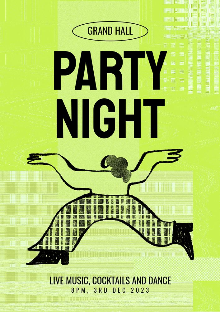 Party night  poster template, editable text and design