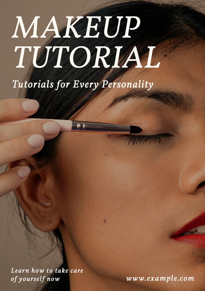 Makeup tutorial poster template, editable text and design