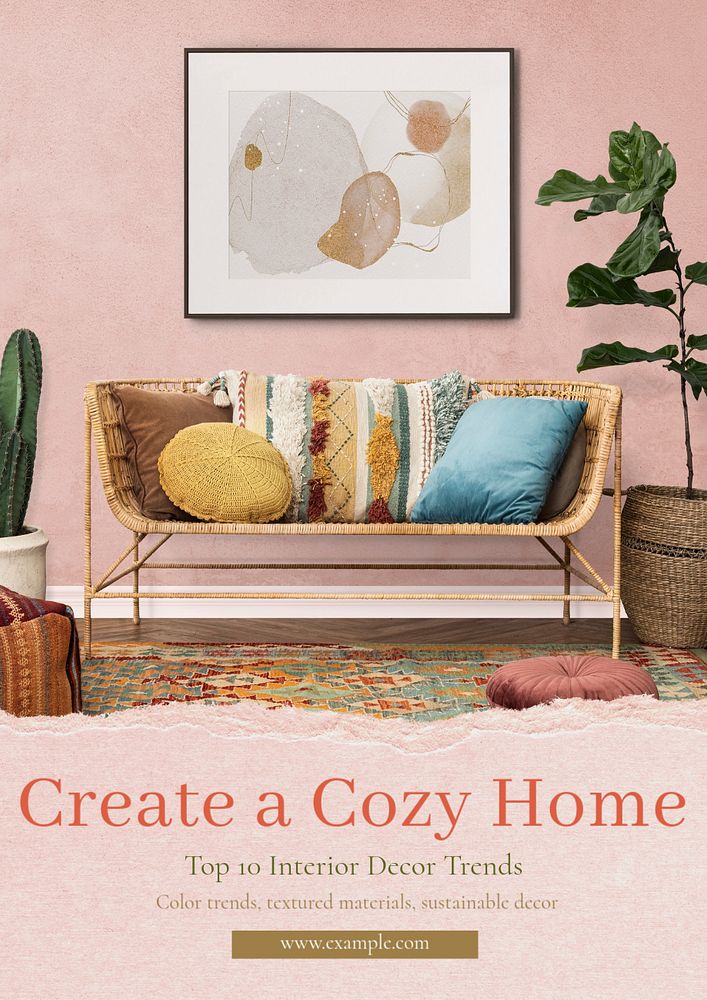 Cozy home  poster template, editable text and design