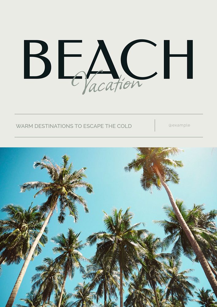 Beach vacation  poster template, editable text and design