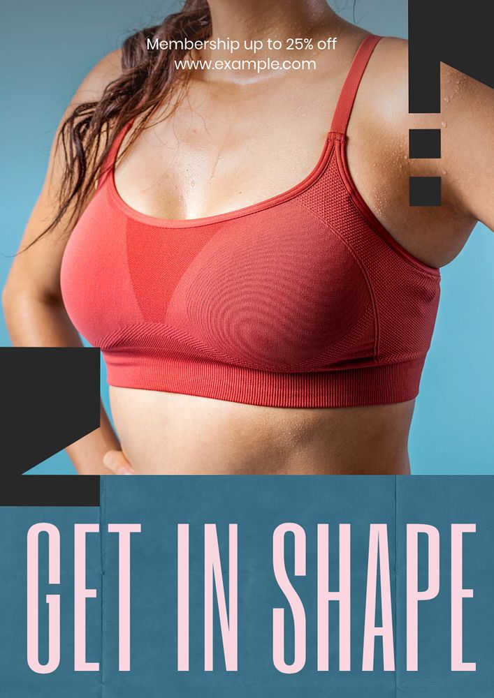 Get in shape  poster template, editable text and design