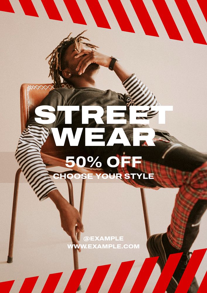 Streetwear sale poster template, editable text and design