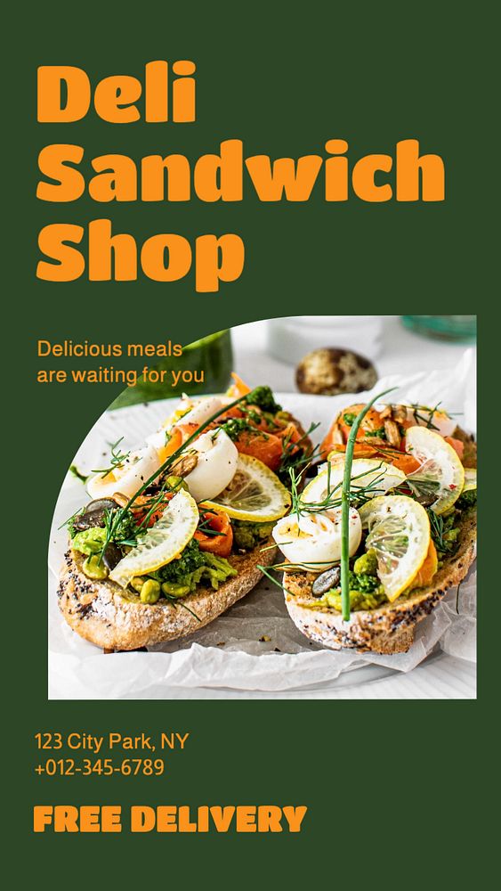 Deli shop Instagram story template, editable text