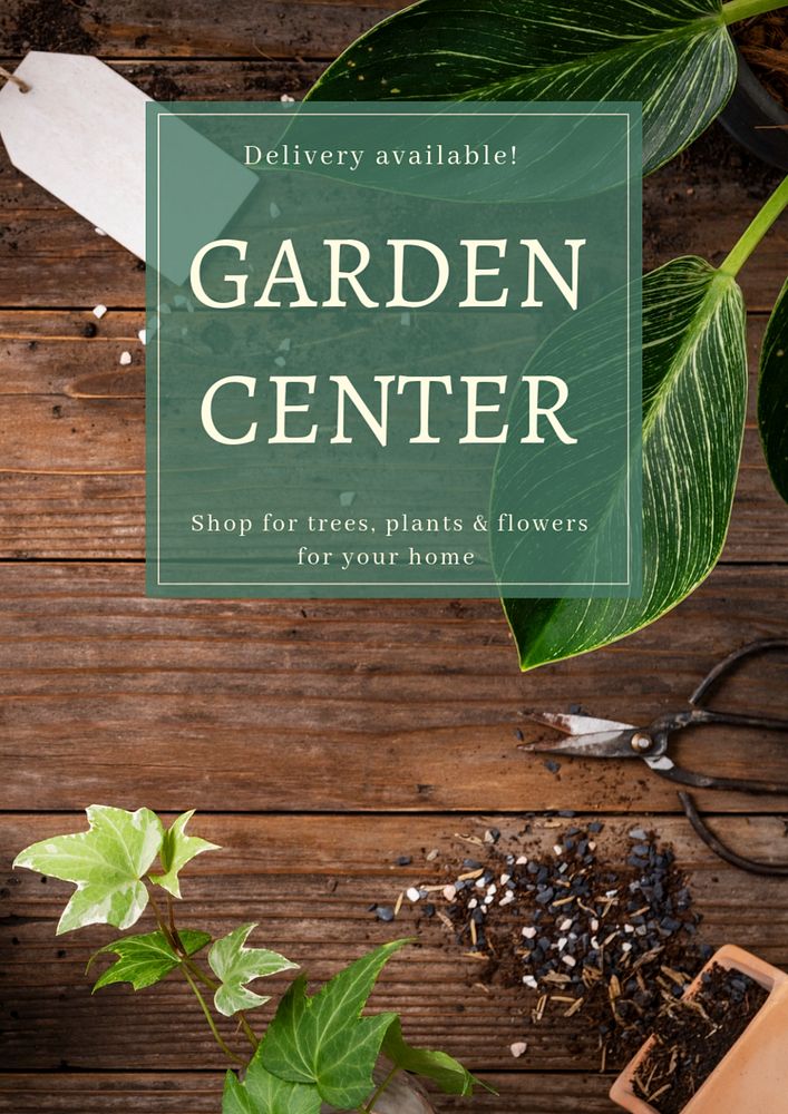 Garden center  poster template, editable text and design