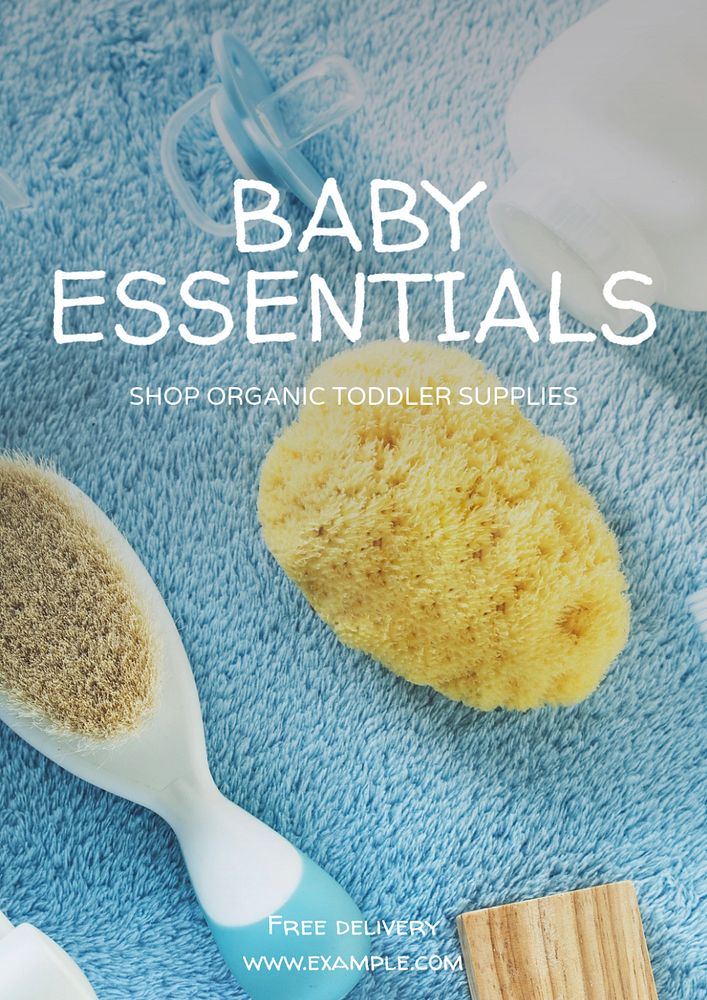 Baby essentials poster template, editable text and design